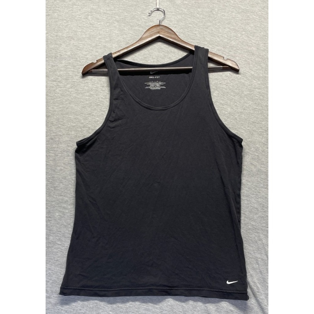 Nike Dri Fit Tank Top Women Large Black Scoop Neck Athletic Workout Gym Training